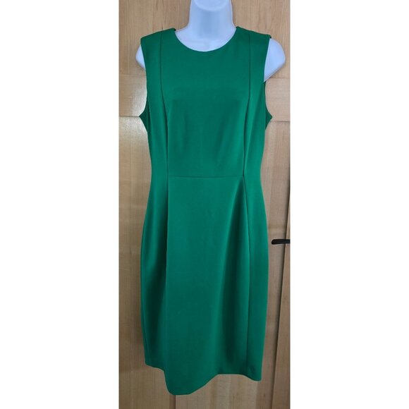 Calvin Klein  Kelly Green Sleeveless Sheath Dress W/ Back Zipper Closure classic - Picture 1 of 5